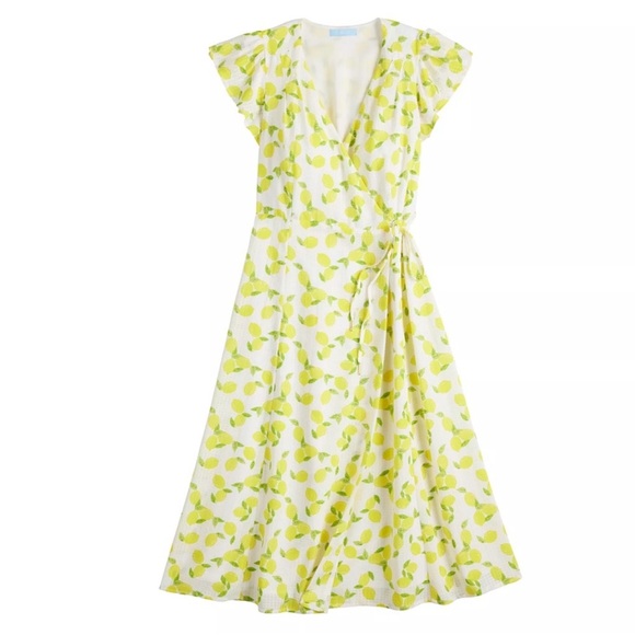 DRAPER JAMES RSVP Lemon Wrap Midi Dress Small - Picture 3 of 6